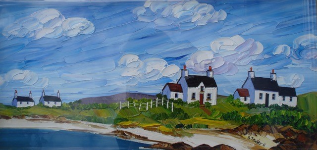 'Shoreline Cottages, Tiree' by artist Sheila Fowler
